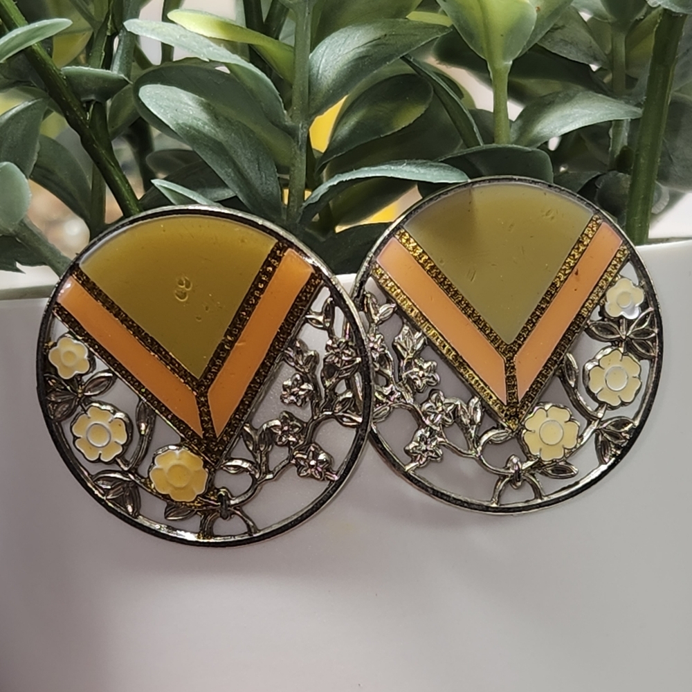 #2501, PIERRE BEX, ART DECO REVIVAL ENAMEL EARRINGS.